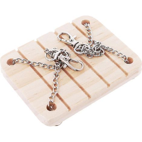 Kleines hölzernes Hängebett für Papageien und Hamster, mit Mini-Glöckchen und Käfigzubehör (1/4)