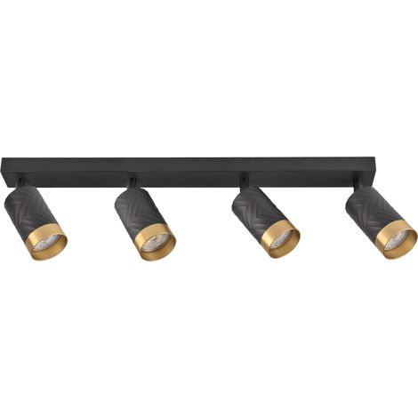 Plafonnier 4 spots orientables GU10 noir/doré Polux (1/5)