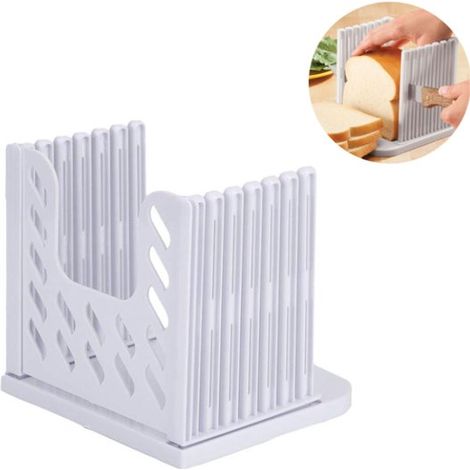 Trancheuse à pain réglable - Ustensiles de cuisine - Trancheuse à pain - Outil de cuisson - Pliable - ABS - Blanc (1/5)