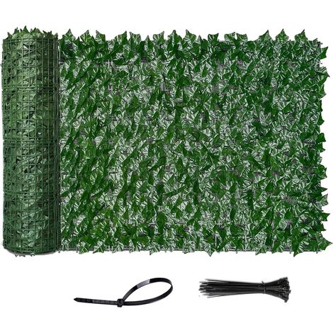 Clôture de Protection de Jardin à Feuilles Artificielles, 1 x 3m Haie Artificielle, Mur Végétal, Décoration de Clôture de Balcon Intérieur Extérieur Ivy