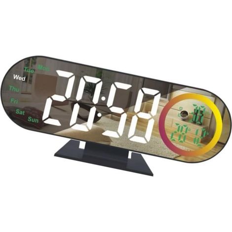 LED-Projektor-Digitalwecker, Wanduhr mit Doppelalarm und Deckendisplay fürs Schlafzimmer