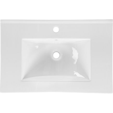 Lavabo da incasso 80 cm in ceramica bianca lucida – Lavabo rettangolare design