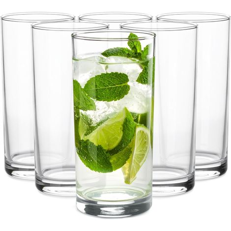 Lot de 6 Verres à Eau Jus Long Drinks Transparent Lavables au Lave-Vaisselle 280 ml (1/5)