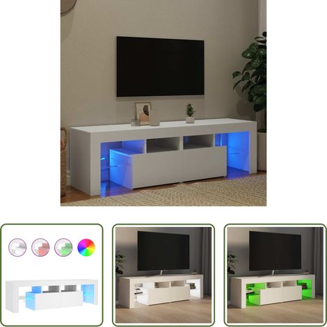 LED-Leuchten - TV-Schrank mit LED-Beleuchtung Weiß 140x36,5x40 cm (1/5)