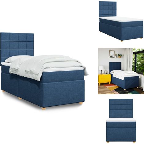 Sommier à lattes de lit avec matelas Bleu 90x190 cm Tissu - Sommier À Lattes De Lit - Sommiers À Lattes De Lit - Lit - Meuble De Chambre À Coucher (1/5)