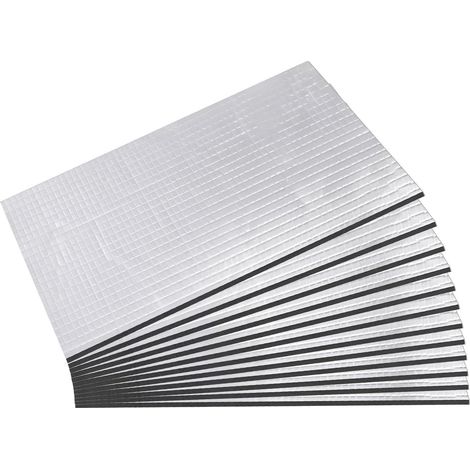 Lot de 12 tapis d'isolation thermique et phonique autocollants pour voiture dimensions 40 x 25 cm épaisseur 5 mm résistants à l'eau pour coffre capot portières et intérieur (1/5)