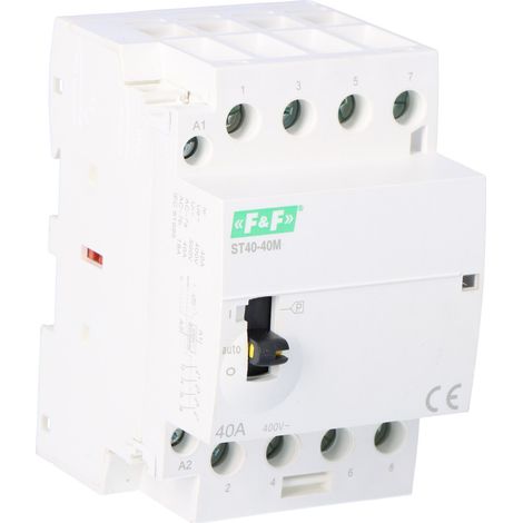 Contactor modular con control manual, montaje en carril 40A, 4 contactos NO ST40-40-M (1/4)