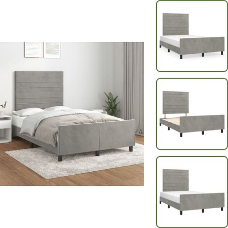 Bettgestell ohne Matratze Hellgrau 120x190 cm Samt - Samtbettwäsche - Bettestel - Boxspringbett - Doppelbett - Hochbett