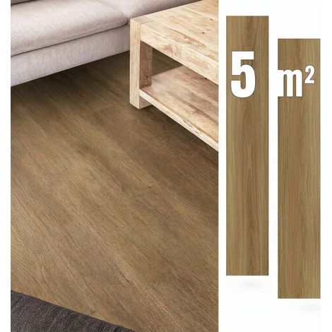 Pavimenti Vinilici Autoadesivi 5 m² MARRONE Effetto Legno PARQUET (1/5)