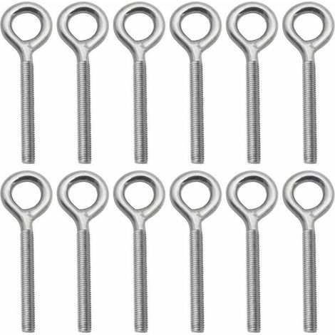 Lot de 12 Boulons à Oeil en 304 Acier Inoxydable Vis à Anneau Piton à Visser pour Balançoire Machine Extérieure - M8 (1/5)