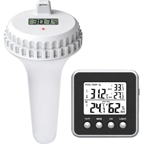 Thermomètre Numérique De Piscine Sans Fil Avec Capteur Numérique, Installation Facile, Pour Piscine, Baignoire, Étang Et Aquarium (1/5)