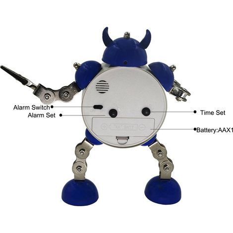 Moderner Roboterwecker für Kinder – Lautloser analoger Wecker mit Blinklichtern und Clip (1/5)