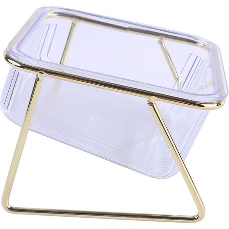 Gamelle surélevée transparente pour chat et chien, avec ouverture inclinée, en fer doré.
