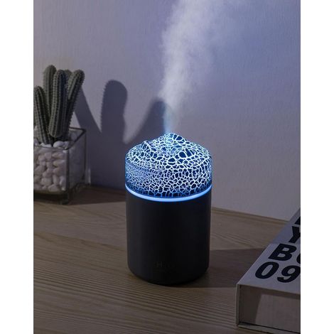 Humidificateur ultrasonique 300 ml avec lumière LED 7 couleurs – idéal pour chambre, bureau et voiture (noir) (1/5)