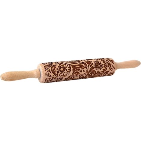 Rouleau À Pâtisserie Bois - Motif Gravé 2 cm - 40 cm x 5 cm - Pour Pâte À Cookies Et Tartes - 1 Pièce (1/5)