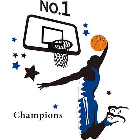Vinilo decorativo de pared para dormitorio, diseño de silueta de jugador de baloncesto. (1/5)