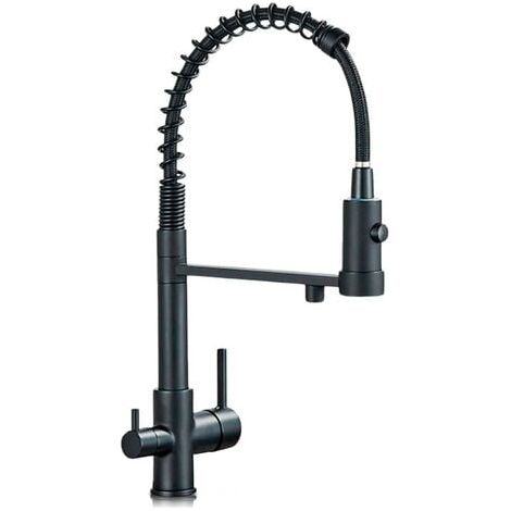 Grifo de ósmosis inversa de 3 vías, desmontable, tipo cocina, de la serie Zeus, negro (1/5)
