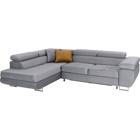 Ecksofa, links umwandelbar, 4-Sitzer, Wilson Velours Grau