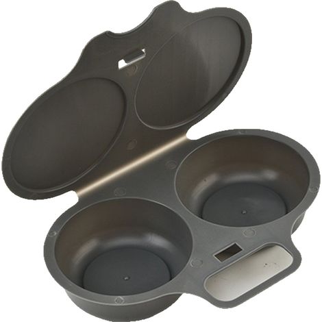 Mikrowellen-Eierform, 2 Mulden, BPA-frei, antihaftbeschichtet, mit integriertem Griff, kompakt, ideal für kleine Küchen und Studenten (1/5)