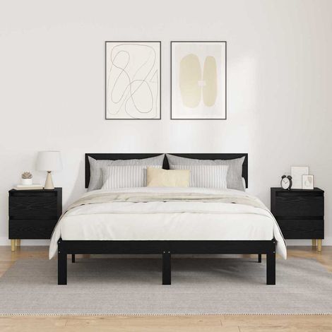 Bettschränke 2 pcs Schwarz Eichen-Optik 40 x 35 x 50 cm
