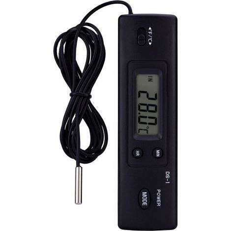 Thermomètre Compteur De Température Numérique à Cristaux Liquides LCD Mesure De L'humidité Capteur De Sonde Cablé pour Réfrigérateur Aquarium Climatiseur (1/5)