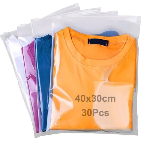 30 pezzi di sacchetti da viaggio in plastica da 30x40 cm con cerniera, impermeabili e non porosi, ideali per riporre scarpe, trucchi e biancheria intima. (1/5)