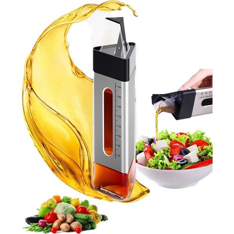Bouteille d'huile 260ML en Olive de Distributeur Vinaigre avec Un Anti-Fuite en Acier Inoxycable Boutille d'Huile en Verre pour BBQ/Cuisine/Salade et Assaisonnement (1/5)