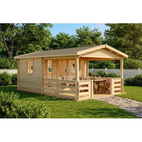 Chalet de jardin Laponie B Naturel , 34 mm Épaisseur paroi 410 x 594 cm