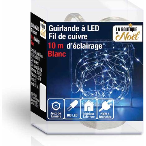 LA BOUTIQUE DE Noël - Guirnalda luminosa LED de alambre de cobre eléctrico Gris 20 mètres