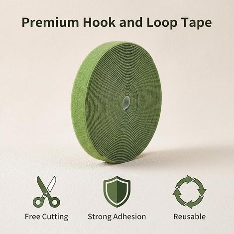 Ruban vert réutilisable pour plantes 10mm x 25m Attaches de Jardin Bande auto-agrippante souple sans résidu ajustable sans blesser les tiges adapté aux tomates lianes pour jardin et serre (1/4)