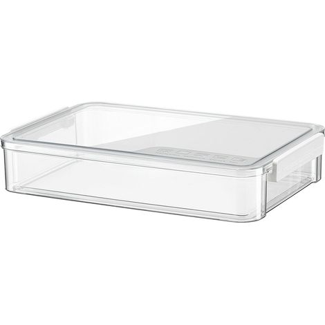Boîte de rangement pour documents Project Case grande capacité en PET ABS avec tiroir visible, idéale pour le bureau, l'école et la maison. Blanc, taille L. (1/4)
