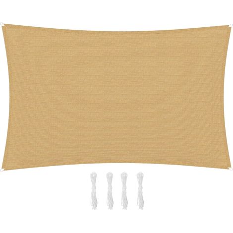 Voile d'ombrage rectangulaire 4 x 6 m, auvent en PEHD 185 g/m² avec protection UV, jaune (1/5)