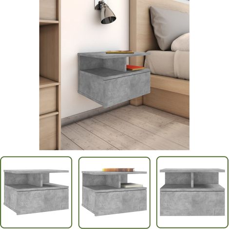 The Living Store Hängender Nachttisch Betongrau 40x31x27 cm Holzwerkstoff - Hängender Nachttisch - Wand-Nachttisch - Nachtisch - Betongrau - Holzwerkstoff (1/5)