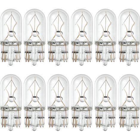 12 Pièces T10 Ampoule Halogène Sans Capuchon Lampes Chaudes de Voiture Tourner cté Plaque d'immatriculation Lumière Inverse Ampoule intérieur Lampe DC 12V (1/4)