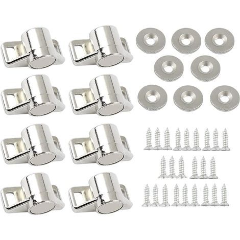 Magnetische Saugnäpfe für Türen und Schränke, leistungsstarke magnetische Saugnäpfe für Schubladen und Möbel (Nickelfarbe, 8er-Packung) (1/5)