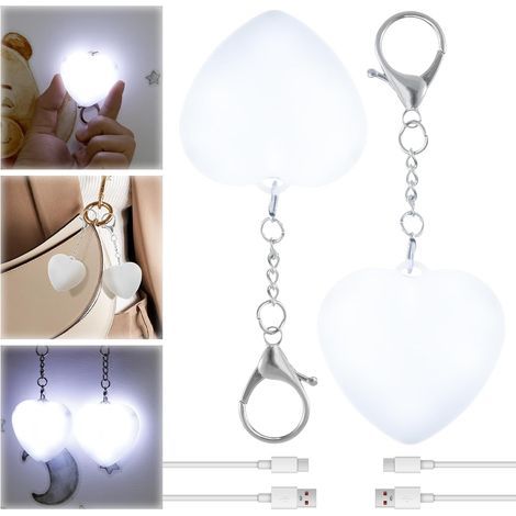 Set of 2 USB Flashlights, 2 Modes, Smart Touch, Portable LED, Gift for Family, Friends, Girlfriend, Mother (Heart Shape) (1/5)