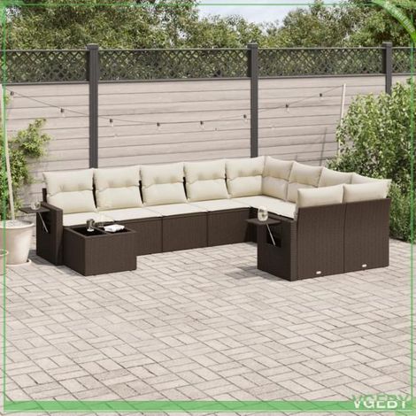 Salon de jardin - Modèle 3253000 - Résine tressée marron - Ensemble modulaire 10 pcs - Rangements avec sacs étanches (1/3)