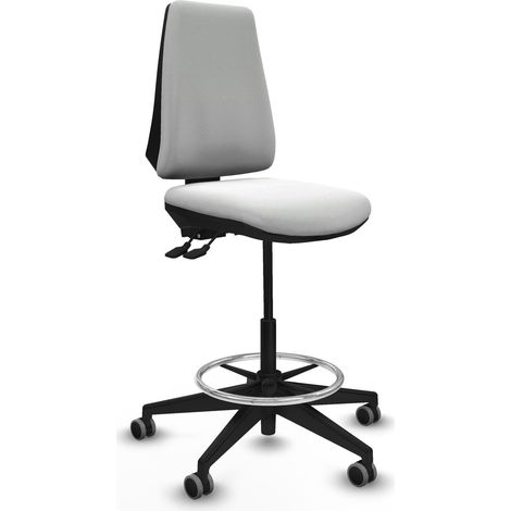 Taburete Elche AS bali blanco base piramidal ruedas 65mm engomadas