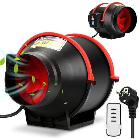 Ventilateur d'extraction de fumée réglable de 100 mm - 320 m3/h - Ventilateur silencieux avec télécommande - Prise européenne pour salle de bain, toilettes, cuisine, serre, tente, garage (1/4)