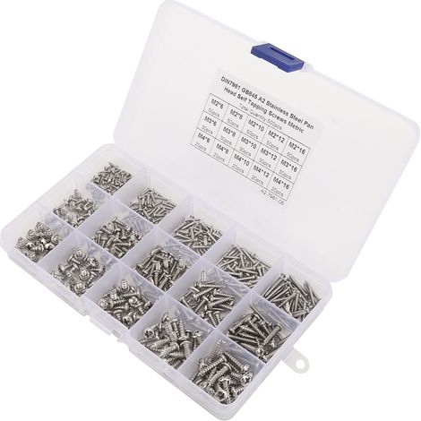 Kit de 500 vis assorties M2, M3 et M4 en acier inoxydable résistant à la corrosion (1/5)