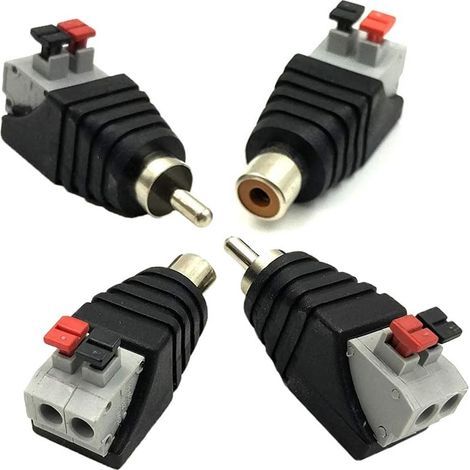 2-Pairs RCA Male Femelle vers 2 bornes à Femelle AV Audio Vidéo Ressort Appuyez sur Type connecteur Adaptateur (1/5)