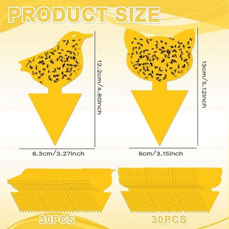Super Ninja Anti Moucherons Intéri Pièges à Moucherons, Piège Jaune pour Contrôle des Insectes 60 Plaques Solution Efficace Contre Les Moucherons, Mouches et Insectes des Plantes d'