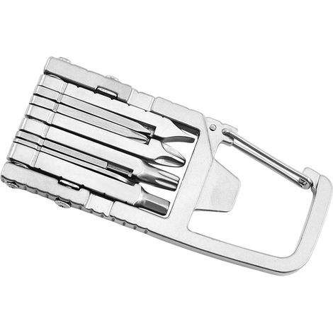 Boîte de 12 embouts tournevis cruciforme hexagonal étoile ouvre-bouteille extracteur carte acier inoxydable outil pliable multifonction (1/5)