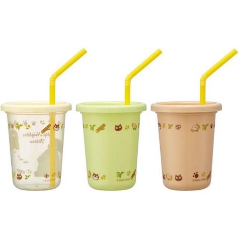 Verres avec pailles - - Mon Voisin Totoro - Lot de 3 - Multicolore - Résistants - Lavables (1/4)