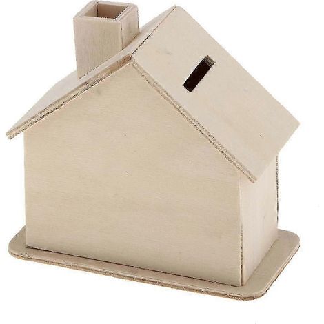 Porte-stylo inachevé, organisateur de bureau fait main, fournitures scolaires et de bureau, stylo en MDF, jouets à monter soi-même pour enfants-11x6x10cm House (1/5)