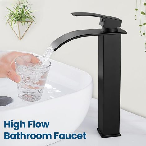 [JAMAIS UTILISÉ] Robinet de lavabo cascade moderne à une poignée - 1 trou, tube 9/16 pouce, noir