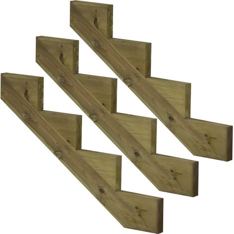 Pack 3 pièces - Limon bois autoclave - 4 marches - H 68cm
