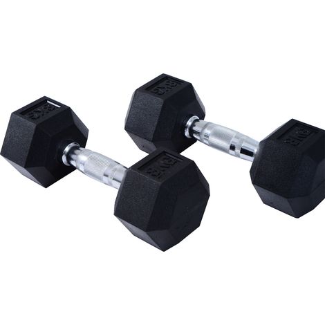 2x5kg Rubber Dumbbell Exercise Hexagonal Dumbbell Set/Gym/Weightlifting/Home Use (1/5)