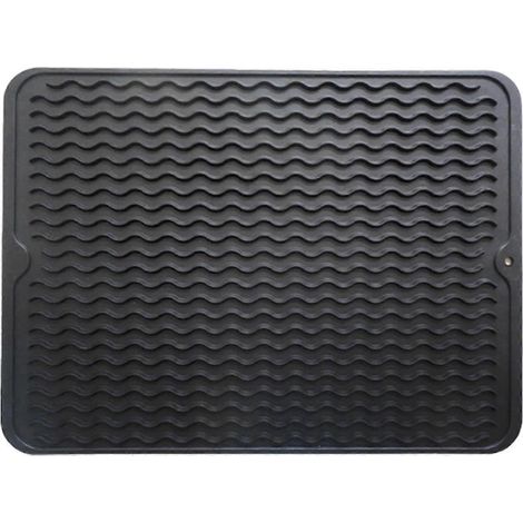 Tapis égouttoir à vaisselle en silicone robuste et facile à nettoyer, protège les surfaces, tapis pour évier, tiroir à vaisselle, plan de travail et évier de cuisine-black-S