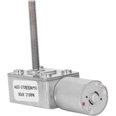 Moteur à engrenages DC 6V 210RPM, axe fileté M6x50mm, modèle 4632-370, réducteur électrique compact pour bricolage. (1/5)